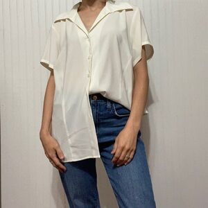Vtg Worthington classic flowy v-neck button down blouse. 1X